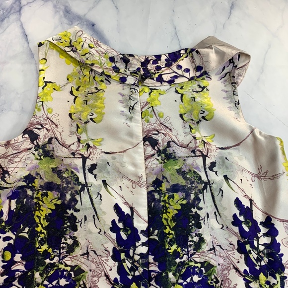 Taylor Silk Grey Green Purple Rolled Collar Dress - Picture 5 of 8